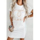 Coffee Addict Graphic T-Shirt Dress (White) - Print On Demand