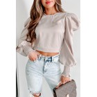 As Fate Would Have It Puff Sleeve Crop Top (Beige)