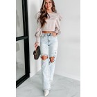 As Fate Would Have It Puff Sleeve Crop Top (Beige)