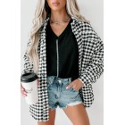 Wondrous Feeling Houndstooth Shacket (Black)