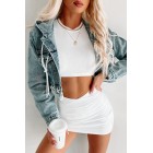 Adding Some Style Hooded Crop Denim Jacket (Medium Acid)