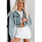 Adding Some Style Hooded Crop Denim Jacket (Medium Acid)