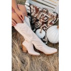 Celara Faux Suede Studded Billini Cowboy Boots (Cream Suede)