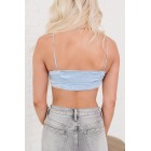 Diva Living Lace Trim Satin Crop Cami Top (Light Blue)