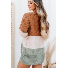 Falling Into A Pattern Chenille Colorblock Cardigan (Camel Multi)