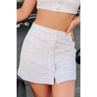 Cotton Candy Dreams Tweed Mini Skirt (Pink)