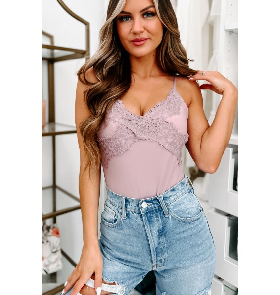 Tour The City Padded Lace Detailed Bodysuit (Dusty Lavender)