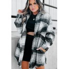 Feverish For Fall Long Plaid Shacket (Black)