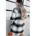 Feverish For Fall Long Plaid Shacket (Black)