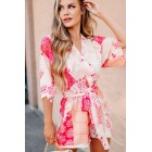 Gathering Thoughts Kimono Sleeve Romper (Fuchsia)