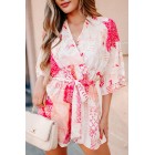 Gathering Thoughts Kimono Sleeve Romper (Fuchsia)