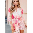 Gathering Thoughts Kimono Sleeve Romper (Fuchsia)