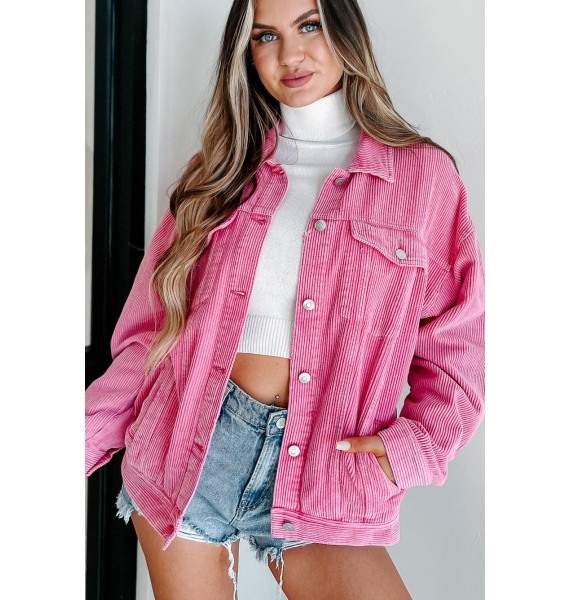 True Love Story Corduroy Shacket (Pink)