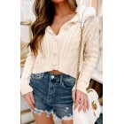 Don't Call Me Sweetheart Fur Collared Cable Knit Cardigan (Ivory)