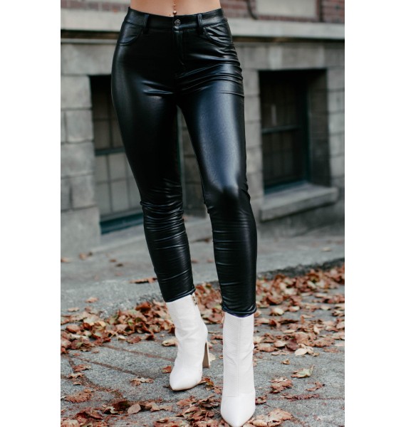 Don't Make Assumptions Rewash Mid-Rise Faux Leather Pants (Black)