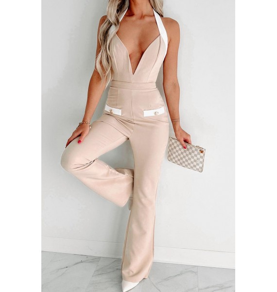 Serious About Style Halter Jumpsuit (Nude)