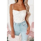 All Things Sweet Floral Cowl Neck Corset Top (Pale Yellow)