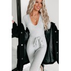 Don't Worry About Me Ribbed Jumpsuit (Grey)