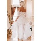 Let's Elope Layered Tulle Maxi Dress (White)