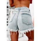 Abie High Rise Heavily Distressed Denim Shorts (Light)