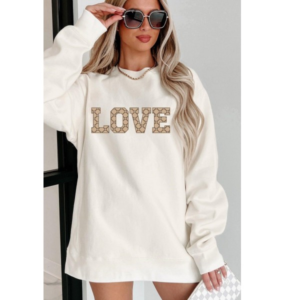 Expensive Love Heavyweight Graphic Crewneck (Bone) - Print On Demand