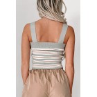 Can We Just Talk Striped Crop Tank (Grey Sage)