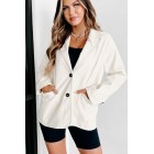 Bold Touch Faux Leather Blazer (Whip Cream)