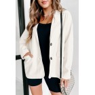 Bold Touch Faux Leather Blazer (Whip Cream)