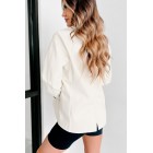 Bold Touch Faux Leather Blazer (Whip Cream)