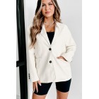 Bold Touch Faux Leather Blazer (Whip Cream)