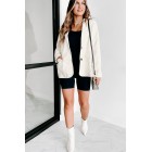 Bold Touch Faux Leather Blazer (Whip Cream)