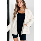 Bold Touch Faux Leather Blazer (Whip Cream)