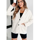 Bold Touch Faux Leather Blazer (Whip Cream)