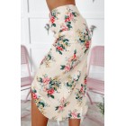 Chasing Success Floral Midi Skirt (Ivory/Coral/Sage)