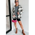 Autumn Wishes Hooded Plaid Shacket (Cream Rust)