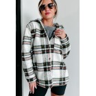 Autumn Wishes Hooded Plaid Shacket (Cream Rust)