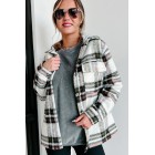 Autumn Wishes Hooded Plaid Shacket (Cream Rust)