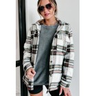 Autumn Wishes Hooded Plaid Shacket (Cream Rust)