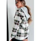 Autumn Wishes Hooded Plaid Shacket (Cream Rust)