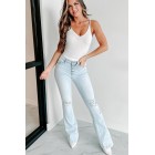 Getting It Together Knit V-Neck Bodysuit (Off White)