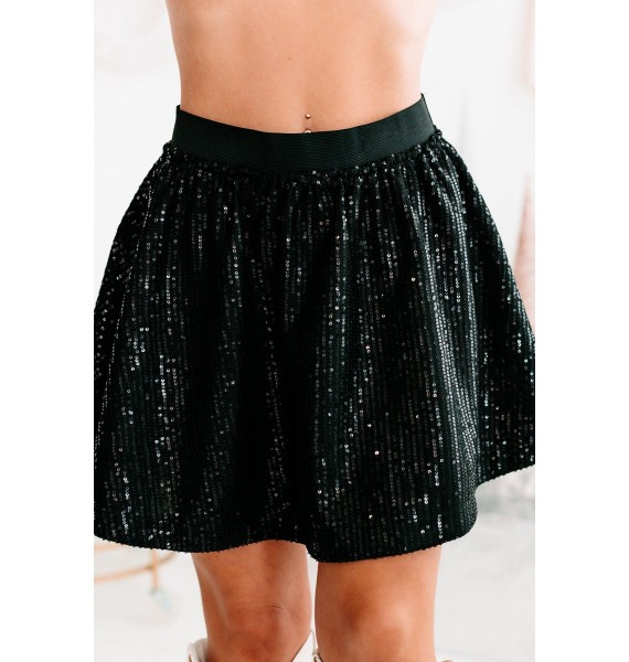 Diva Days Sequin Skater Skirt (Black)