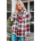 Autumn Ease Plaid Button Front Shirt Jacket with Breast Pockets (Multiple Color Options)