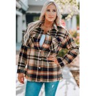 Autumn Ease Plaid Button Front Shirt Jacket with Breast Pockets (Multiple Color Options)