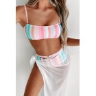 Picking Seashells High Waisted Striped Bikini Set (Pink Multi)