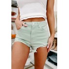 Standout Distressed High Rise Shorts (Leaf)