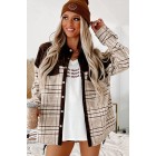 Forecasting Fall Colorblock Plaid Shacket (Taupe/Brown)