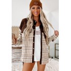 Forecasting Fall Colorblock Plaid Shacket (Taupe/Brown)