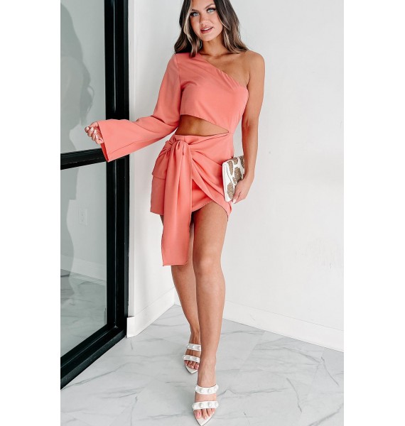 Eyes On Me Please One Shoulder Mini Dress (Mauve)