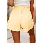 Always Bubbly Drawstring Waist Cuffed Denim Shorts (Yellow)