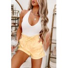 Always Bubbly Drawstring Waist Cuffed Denim Shorts (Yellow)